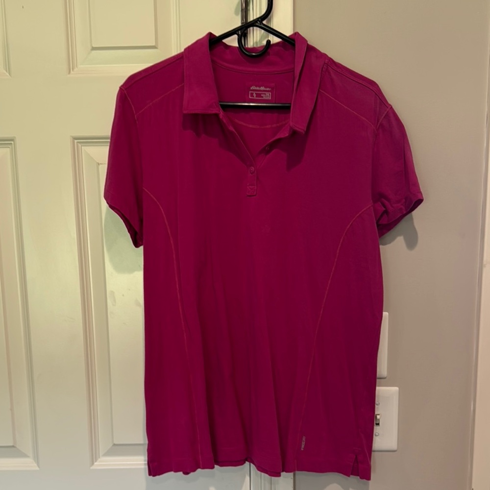 Eddie Bauer Pink Fitted Button Down Polo Shirt